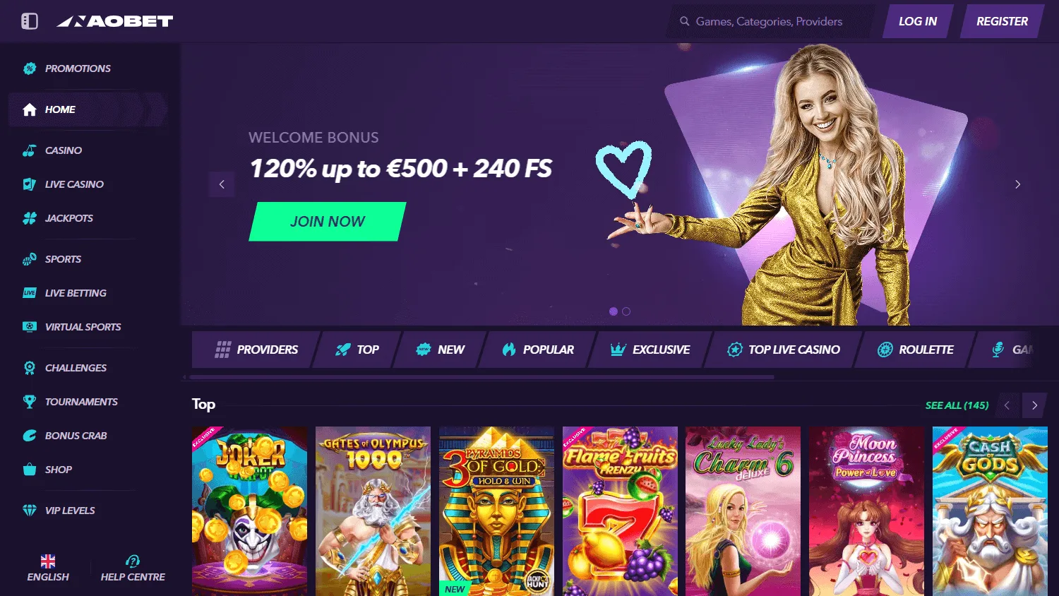 Naobet Casino home interface on desktop