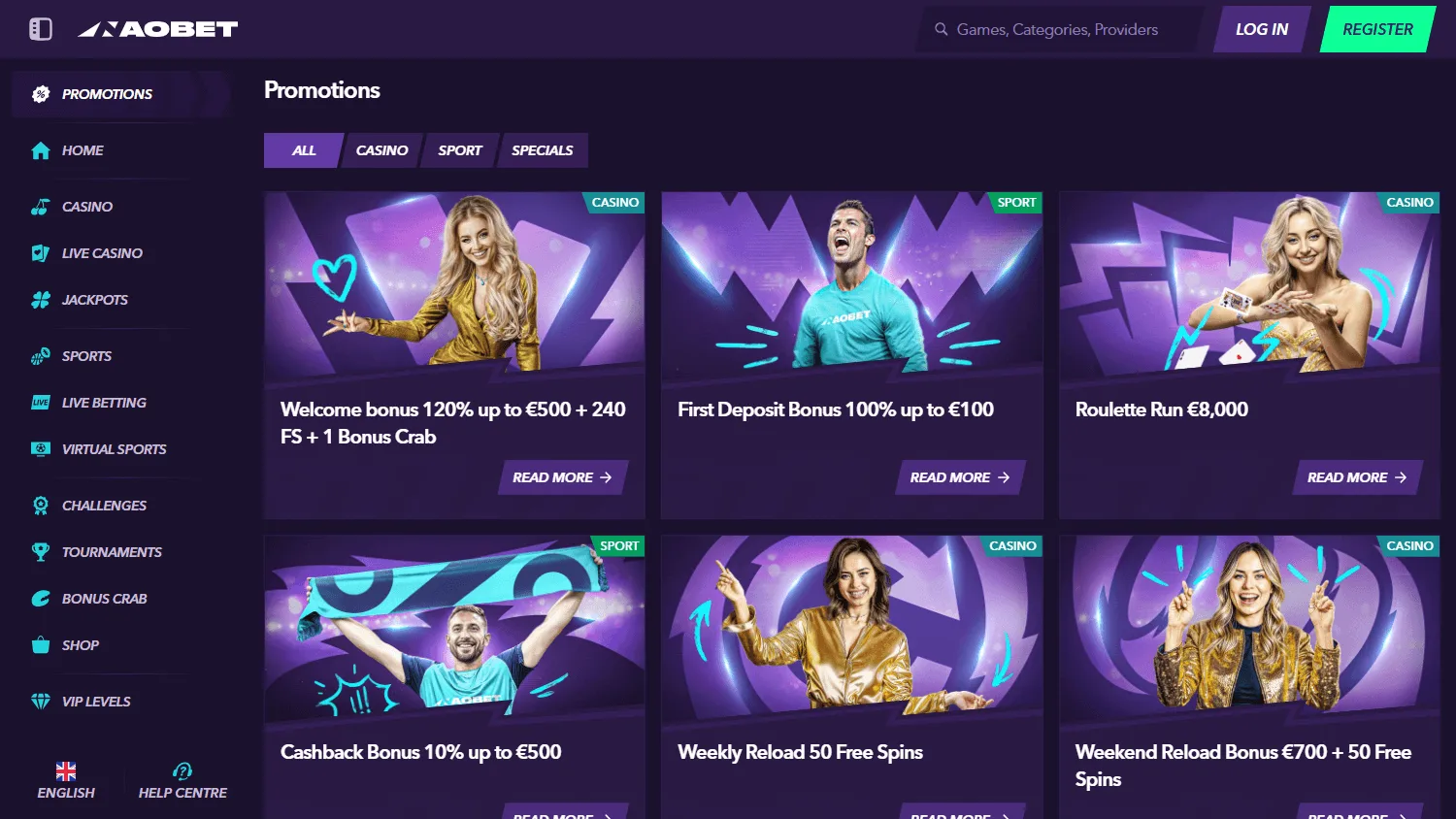 Naobet Casino promotions area on desktop