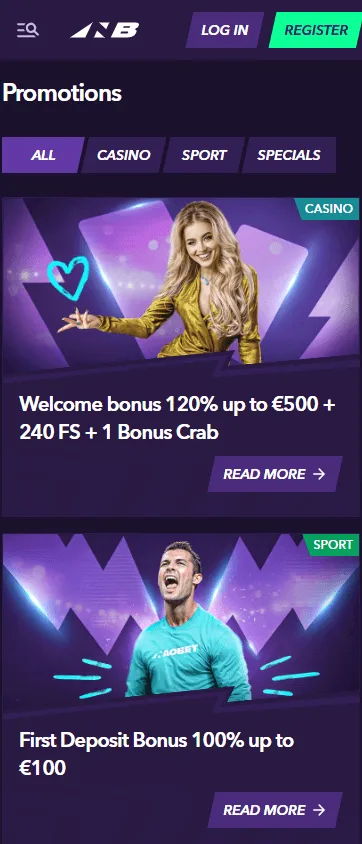 Naobet Casino promotions on a mobile phone